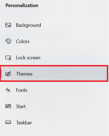Haga clic en Temas en el panel izquierdo