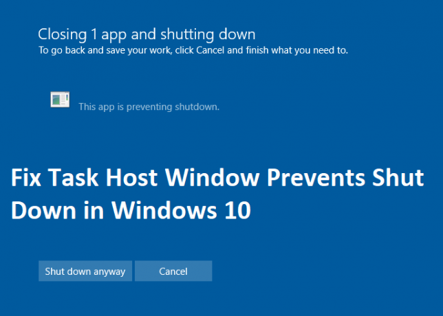 Fix Task Host Window forhindrer avslutning i Windows 10