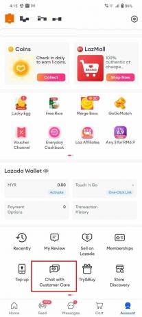 Tippen Sie in der Lazada-App auf „Mit Kundenbetreuung chatten“ | So löschen Sie das Lazada-Konto dauerhaft