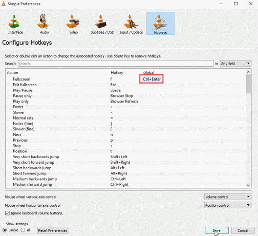 คลิกที่บันทึกเพื่อบันทึกการเปลี่ยนแปลง แก้ไขปุ่มลัดและทางลัด VLC ไม่ทำงาน