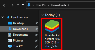 Atsisiuntę „BlueStacks“, dukart spustelėkite sąranką, kad atidarytumėte.