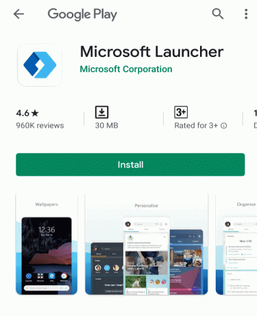 Kun napsautat linkkiä, se ohjaa sinut Microsoft Launcher -sovellukseen