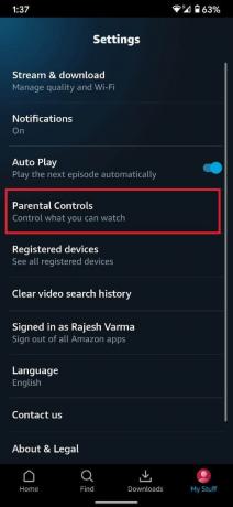 Toque em Controle dos Pais para continuar. | Como configurar o Amazon Prime Video PIN