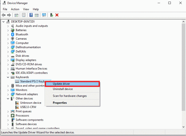 Haga clic derecho en su teclado y seleccione Actualizar controlador.