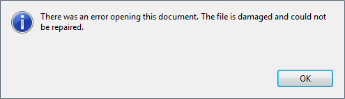 Fix Filen er beskadiget og kunne ikke repareres