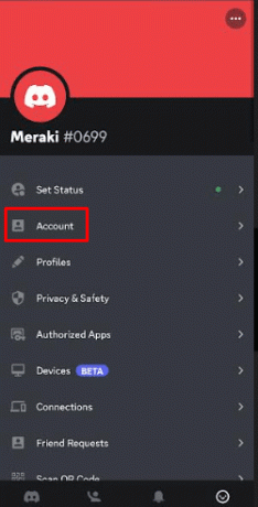 У искачућем менију дискорда додирните налог | Како погледати Дисцорд профил
