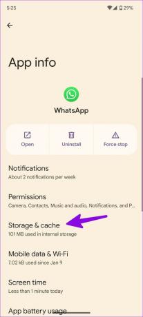öppen lagring och cache för WhatsApp