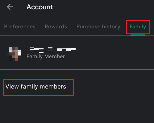 Tippen Sie auf Konto – Familie – Familienmitglieder anzeigen