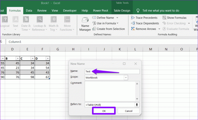 Navngiv celleområder i Excel