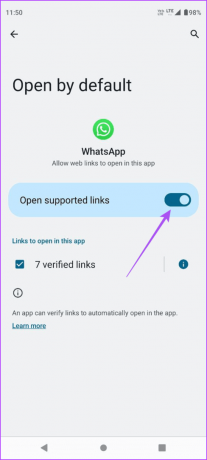 ouvrir les liens pris en charge WhatsApp Android
