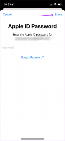 Ange ditt lösenord och tryck på radera