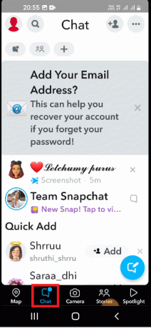 Перейдіть на вкладку «Чат» і торкніться будь-якого конкретного чату. Виправити проблему зникнення повідомлення Snapchat