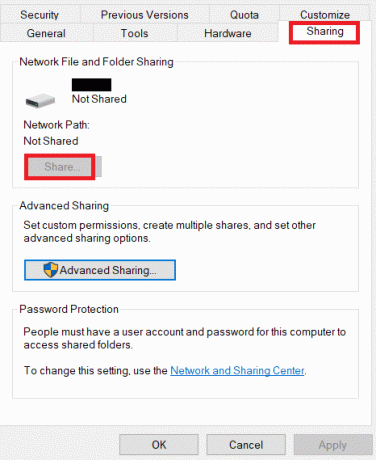 ไปที่แท็บ Sharing และคลิกที่ Share... ปุ่ม. แก้ไขข้อผิดพลาดในการติดตั้ง OBS ใน Windows 10