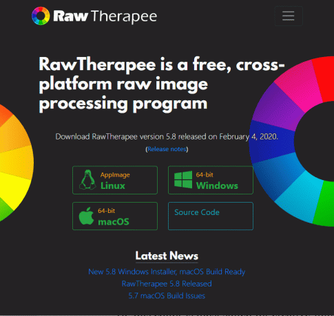 Página de download para RawTherapee | software de edição de fotos gratuito para pc