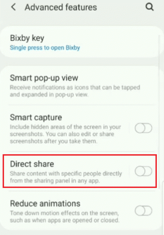 изключете превключвателя за опцията за директно споделяне изключете превключвателя за опцията за директно споделяне