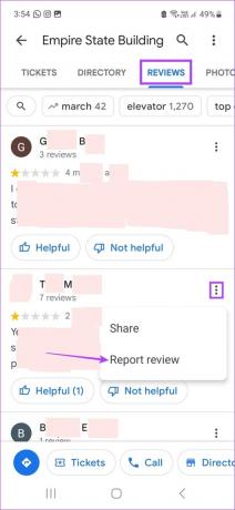 Trykk på ikonet med tre prikker og trykk på Rapporter anmeldelse