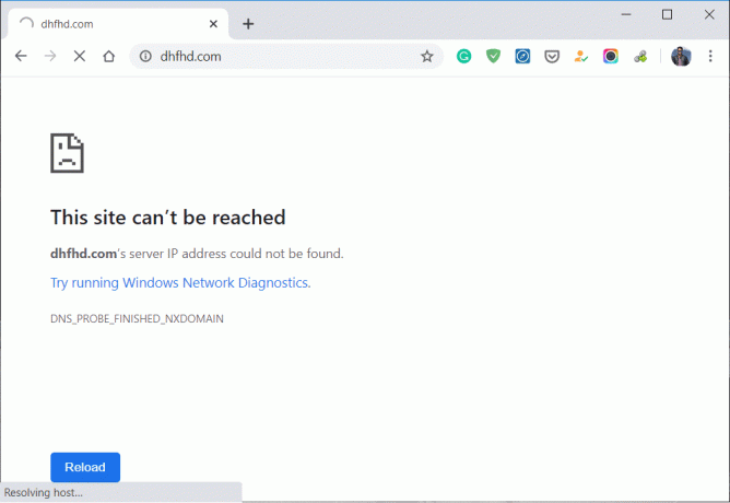 Popravi napako Tega spletnega mesta ni mogoče doseči v Google Chromu