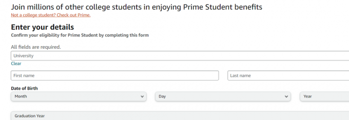 Se você não tiver um endereço de e-mail .edu, também poderá fornecer outro comprovante de inscrição clicando em Fornecer outro comprovante de inscrição e seguindo as instruções