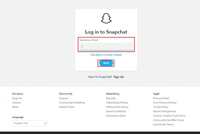 Ange ditt användarnamn och lösenord för Snapchat och klicka på Logga in.