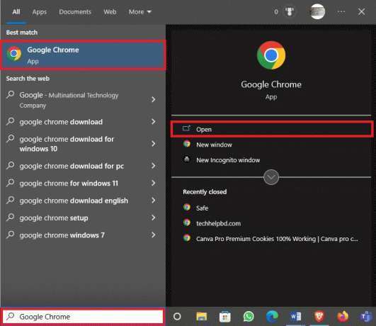 Buka Google Chrome dari Start Menu