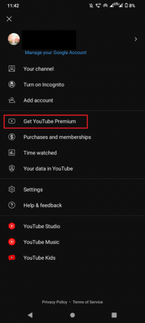 bakstelėkite gauti „YouTube Premium“.