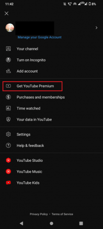 klepněte na získat youtube premium