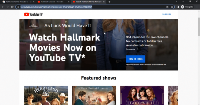 Hallmark Channel ใน YouTube TV