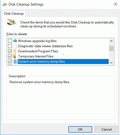 Појавиће се нови прозор подешавања за чишћење диска | Избришите датотеке меморије са системском грешком