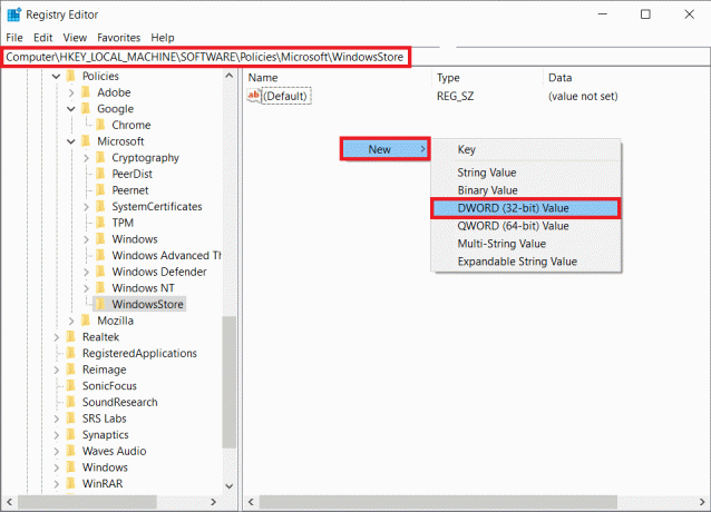 右側のペインの任意の場所を右クリックし、[新規]、[DWORD値]の順にクリックします。 値にRemoveWindowsStoreという名前を付けます。 Windows10でWSAPPXの高ディスク使用量を修正する方法