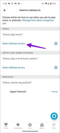 Standard-Musikdienst in Alexa