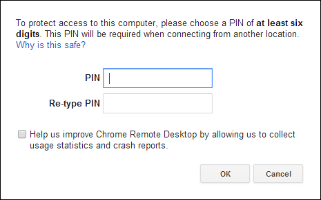 Pin til Google Chrome Remote Desktop