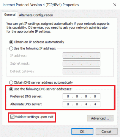 Zadajte 8.8.8.8 ako váš preferovaný server DNS a 8.8.4.4 ako alternatívny server DNS