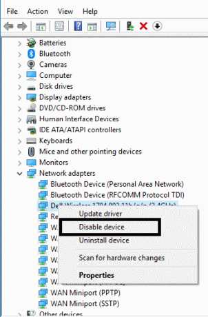 Z desno miškino tipko kliknite adapter Windows in izberite Omogoči možnost naprave | Popravite, da mobilna dostopna točka ne deluje v sistemu Windows 10