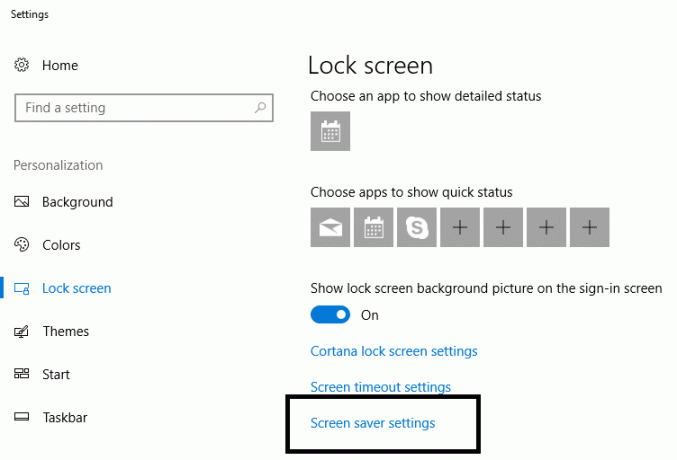 Aşağı kaydırın ve Kilit Ekranı altında Ekran Koruyucu Ayarını seçin