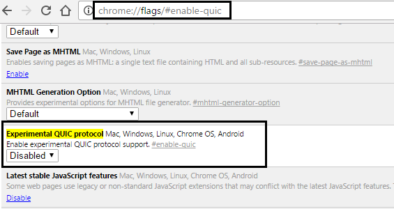 Eksperimentel QUIC-protokol deaktiveret i Chrome-flag