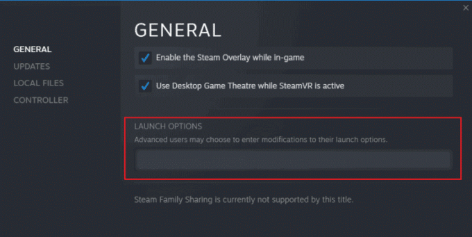 promijenite opcije pokretanja na Steamu