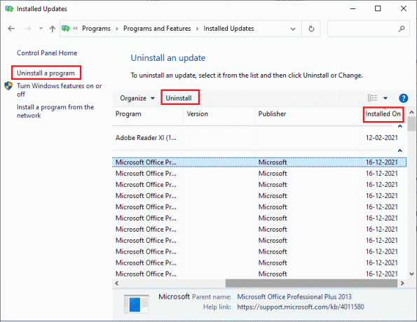 Selecteer nu de meest recente update en klik op de optie Verwijderen. Fix win32kfull.sys BSOD in Windows 10