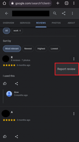 alege Raportare revizuire | Cât timp durează Google să elimine o recenzie?
