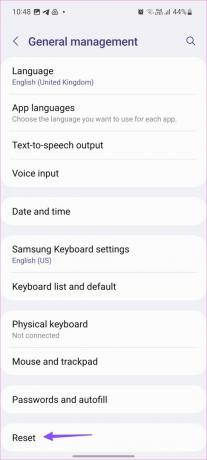 Samsung 1 재설정을 탭하세요.