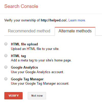 підтвердьте свій веб-сайт для Google Search Console