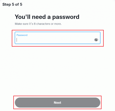 Geben Sie das Passwort ein, das Sie für dieses Konto festlegen möchten, und klicken Sie auf Weiter