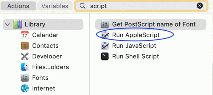 AppleScript 실행을 클릭하십시오.