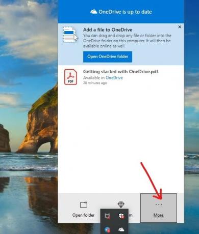 Noklikšķiniet uz ikonas ar trim punktiem labajā pusē | Darba sākšana ar Microsoft OneDrive operētājsistēmā Windows 10
