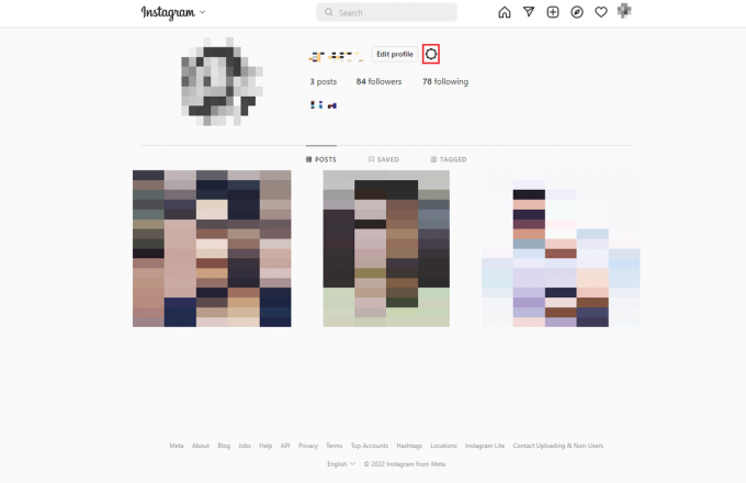 klicka på kugghjulsikonen på instagram-profilens skrivbordssida