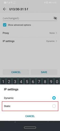 Виберіть параметри IP і змініть їх на статичні | Як виправити помилку автентифікації WiFi