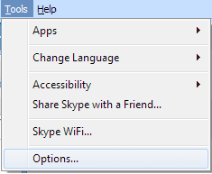 Skype'i tööriistade valikud