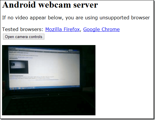 Android-webcam in browser