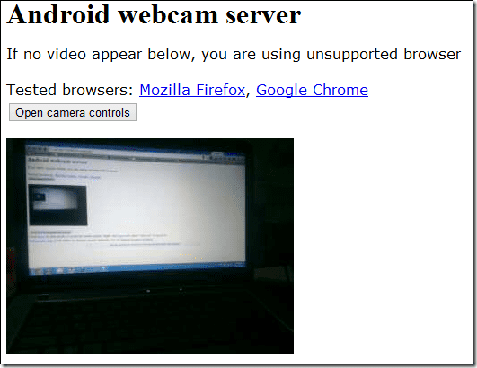 „Android Web Cam On“ naršyklė