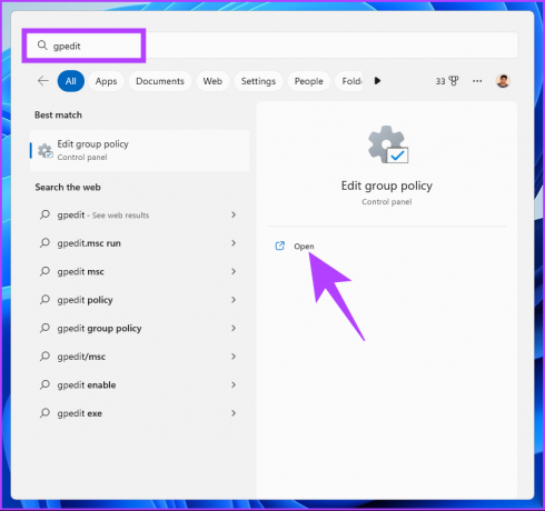 πληκτρολογήστε gpedit και κάντε κλικ στο Άνοιγμα.