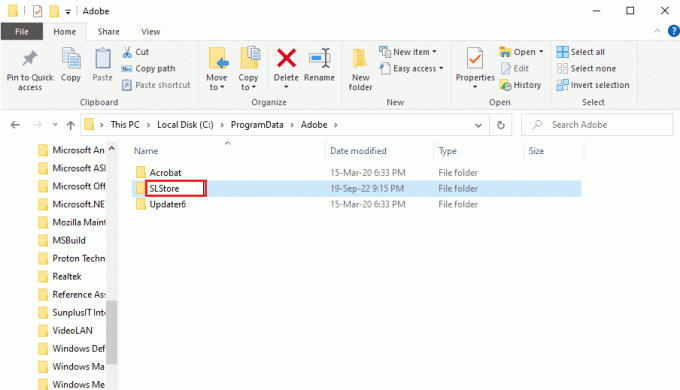 Въведете SLStore като име на папка и натиснете клавиша Enter. Коригирайте грешка 16 на Adobe After Effects в Windows 10
